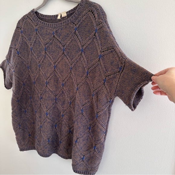 Anthropologie Moth diamond knit boxy cocoon sweater size S/M - Picture 3 of 6